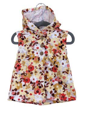 Carters Girls Sleeveless Floral Hooded Vest Size 24 months Cotton